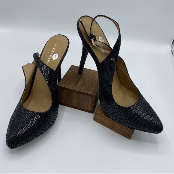 Riverberry black vegan leather snake slingback - Picture 4 of 7